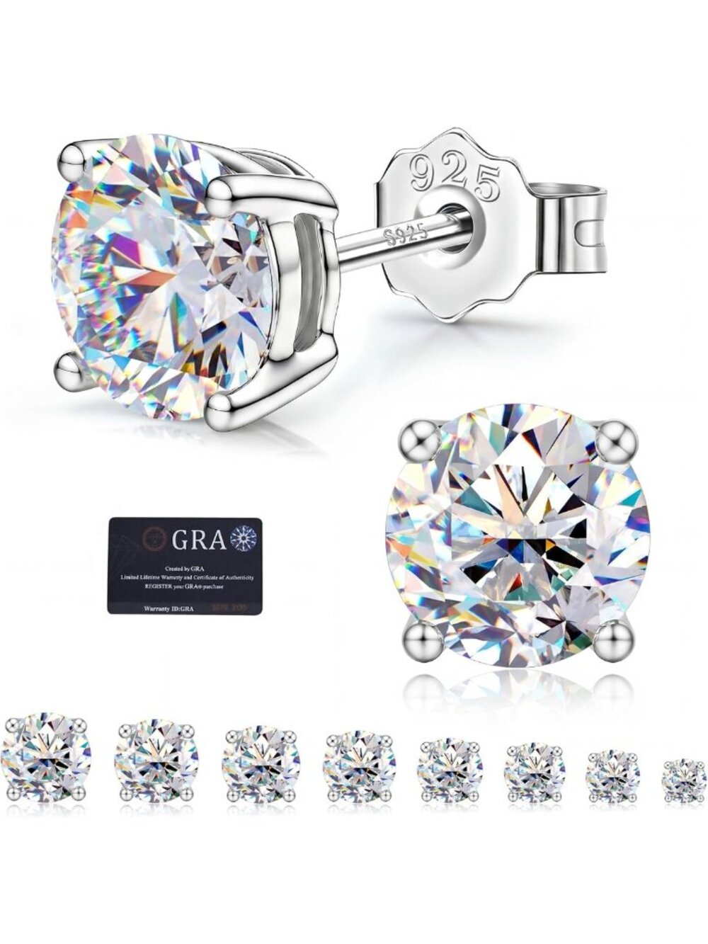 Elegant Moissanite Earrings in 925 Sterling Silver - Unisex Diamond Studs